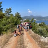 Tourists walked for 45 minutes in 30 degree heat after their off-road vehicle broke down during an off-road experience. Josef Killey, 24, was on holiday in Turkey with partner Joseph Morphet, 29, when their excursion went wrong.  (SWNS)