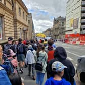 Pedestrians forced to share one pavement on George IV Bridge in Edinburgh