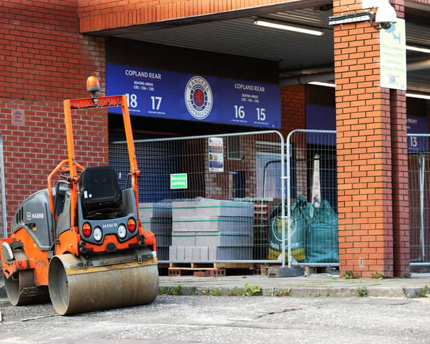 Building work continues at Ibrox as they finish off changes to the Copland Stand.