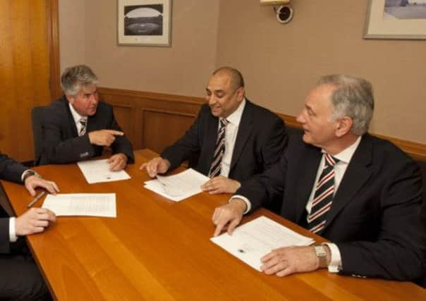 From l-r: Malcolm Murray, Imran Ahmad and Charles Green, pictured last year. Picture: PA/Grant Campbell