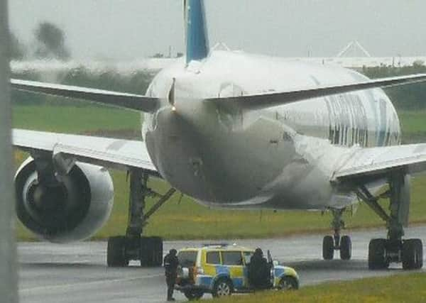 Police Scotland officers attend the scene at Prestwick. Picture: Colin Sturgeon