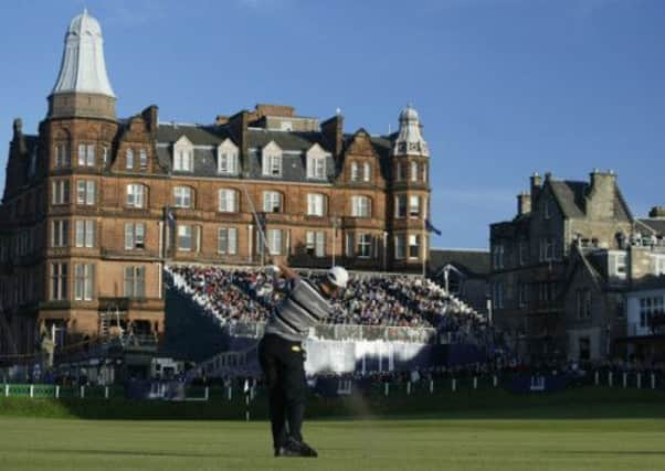 Padraig Harrington of Ireland plays an approach shot to the 18th green. Picture: Getty