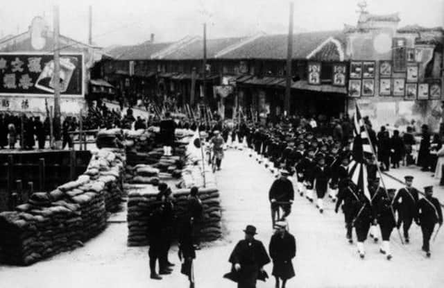 On this day in 1937, Japanese marines marched the streets of Chinas largest city as the bloody Battle of Shanghai began. Picture: Getty