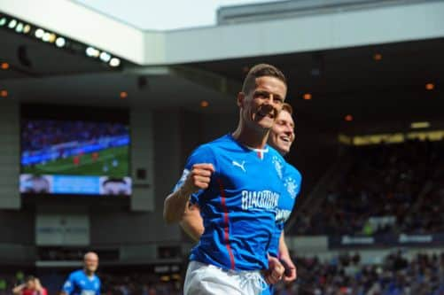 Ian Black celebrates a goal against Brechin. Picture: Robert Perry