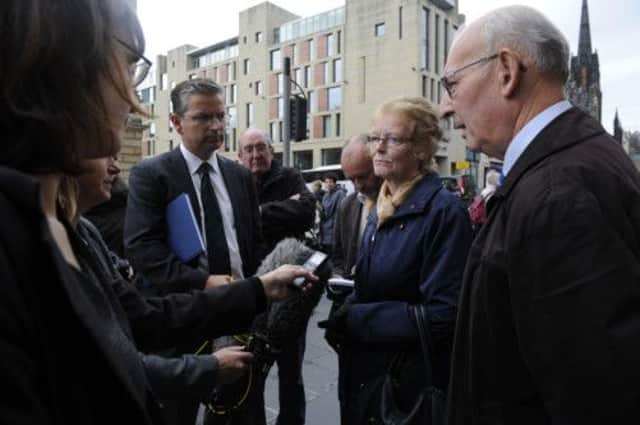 Arlene Fraser's mother Isobel Thompson and father Hector McInnes outside the High Court in Edinburgh. Picture: Esme Allen