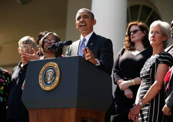 Barack Obama delivers a speech about the launch of the Affordable Care Act's health insurance marketplaces. Picture: Getty