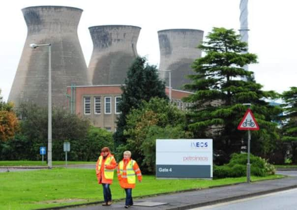 Members of the Unite union on picket duty outside Grangemouth this week. Picture: Ian Rutherford