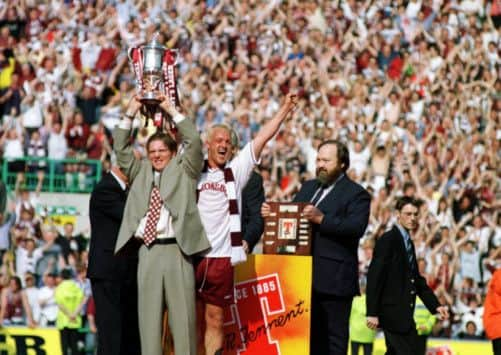 Steven Fulton helps lift the Scottish Cup in 1998