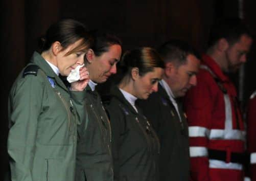 Emergency services attend the funeral. Picture: Robert Perry