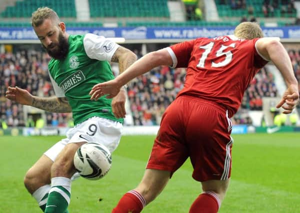 Could Hibernian striker Rowan Vine improve St Mirren? Picture: Jane Barlow