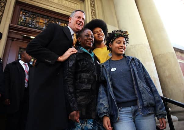 Bill de Blasio with wife Chirlane, son Dante and daughter Chiara. Picture: Getty