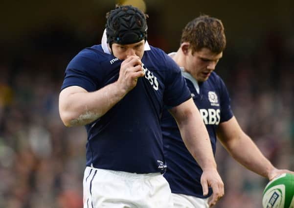 Scotland's Alasdair Dickinson cuts a dejected figure at full time in Dublin. Picture: SNS