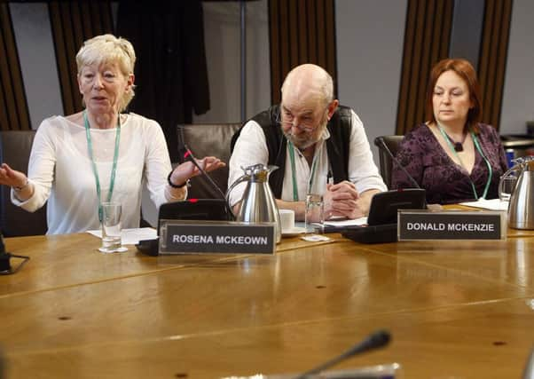 Rosena McKeown, Donald McKenzie and Audrey Barnett (R) have given evidence to the Welfare Reform Committee. Picture: Andrew Cowan