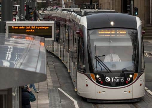 The tram ventures down Princes Street. Picture: Ian Georgeson