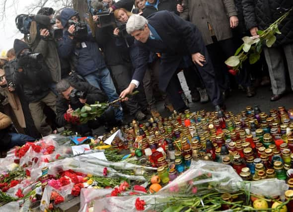 US secretary of state John Kerry visits the Shrine of the Fallen. Picture: Getty