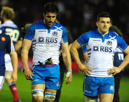 Dejected Scotland captain Kelly Brown after the final whistle. Picture: Ian Rutherford