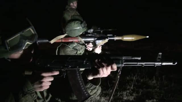 Russian paratroopers taking part in a night drill Picture: AFP/Getty Images