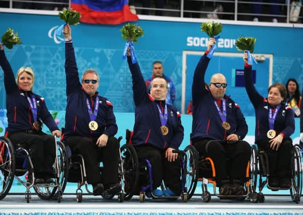 Great Britain celebrate their bronze medal. Picture: Getty