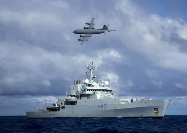 Royal Navy ship HMS Echo on search duty in the southern Indian Ocean. Picture: PA