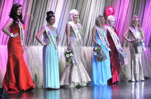 Miss Scarborough finalists line up prior to a fight breaking out after some fans claimed the contest was a fix. Picture: Ross Parry