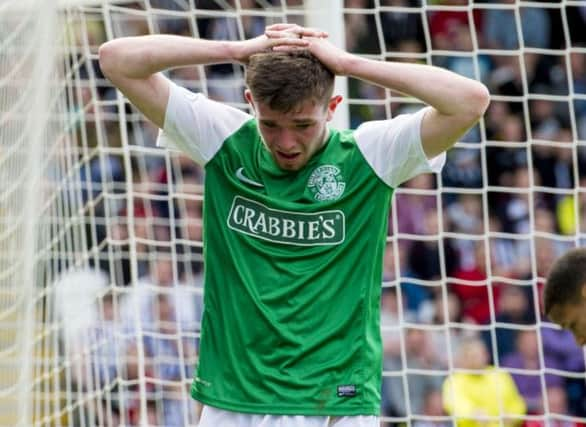 Hibernian's Sam Stanton hangs his head. Picture: SNS