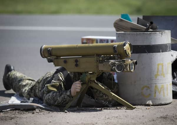 A proRussian fighter with an antitank rocket launcher. Picture: Getty Images