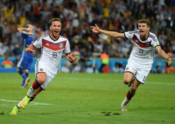 Mario Goetze celebrates his extra-time winner. Picture: Getty