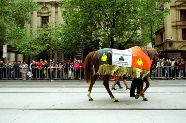 Vintage Crop and Mick Kinane win the 1993 Irish St Leger. Picture: Getty