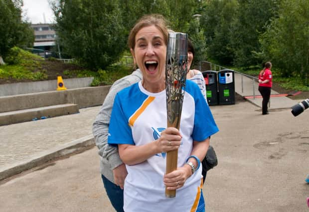 TV broadcaster Kirsty Wark was a Queen's Baton Relay runner in Glasgow. Picture: Wattie Cheung