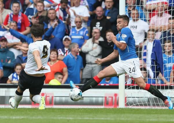 Chris Martin scores the first goal. Picture: Getty