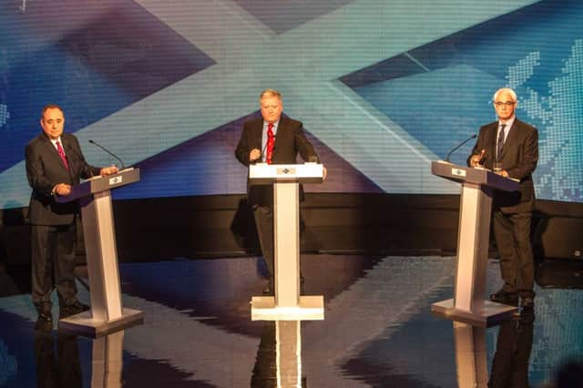 Alex Salmond, Bernard Ponsonby and Alistair Darling. 
Picture: Peter Devlin