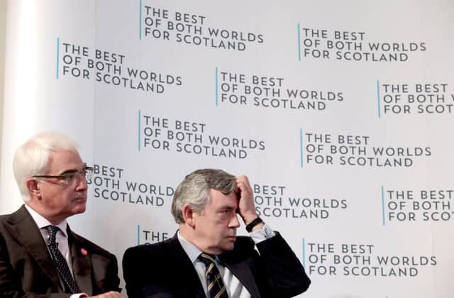 Better Together leader Alistair Darling and former Prime Minister Gordon Brown. Picture: HeMedia