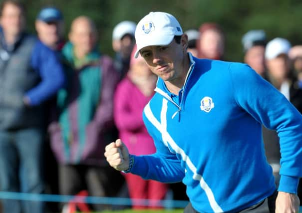 Europe's Rory McIlroy on the 8th hole during the foursomes match on the first day of 2014 Ryder Cup at Gleneagles. Picture: TSPL