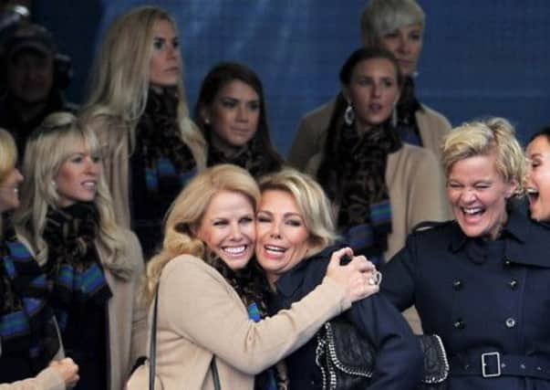 Hilary Watson, left, Allison McGinley and other Ryder GWAGS. Photograph: Glyn Kirk/Getty