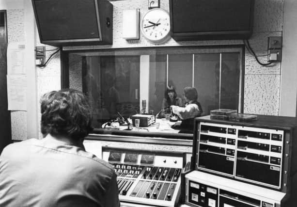 Janet Street-Porter and Paul Callan on the first day of the London Broadcasting Company. Picture: Getty