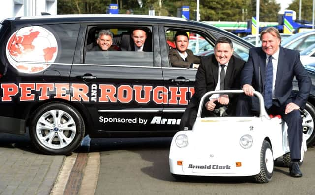 Darren Jackson, Bob Malcolm and Barry Ferguson join Peter Martin and Alan Rough as the Peter and Roughie radio show airs. Picture: SNS