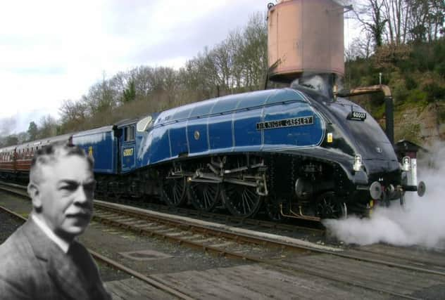 Sir Nigel Gresley, inset, and the steam locomotive named for him. Picture: National Railway Museum / Science & Society Picture Library