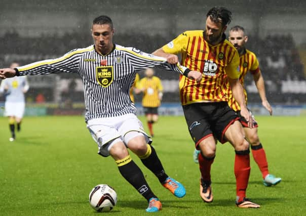 St Mirren's Callum Ball, left, holds off Dan Seaborne. Picture: SNS