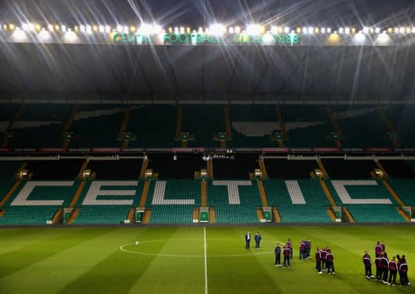 The England squad look around Celtic Park ahead of their game against Scotland. Picture: Getty