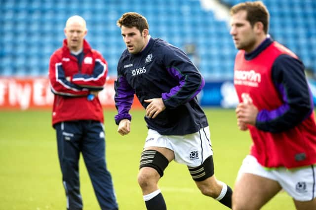 Johnnie Beattie gets in some training on Kilmarnocks plastic pitch yesterday. Picture: SNS