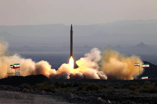 A Qiam missile is test-fired at an undisclosed site in Iran. Picture: Getty