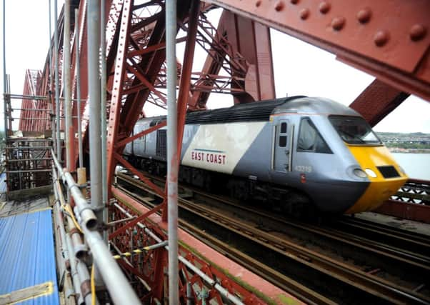 East Coast main line train crossing the Forth Bridge. Picture: Jane Barlow