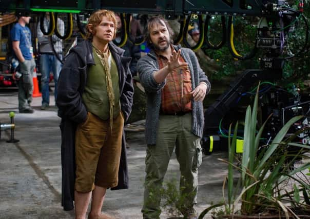 Peter Jackson talks Martin Freeman through a scene. Picture: Contributed