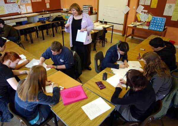 A school councellor speaks to pupils about sex and relationships. Picture: TSPL