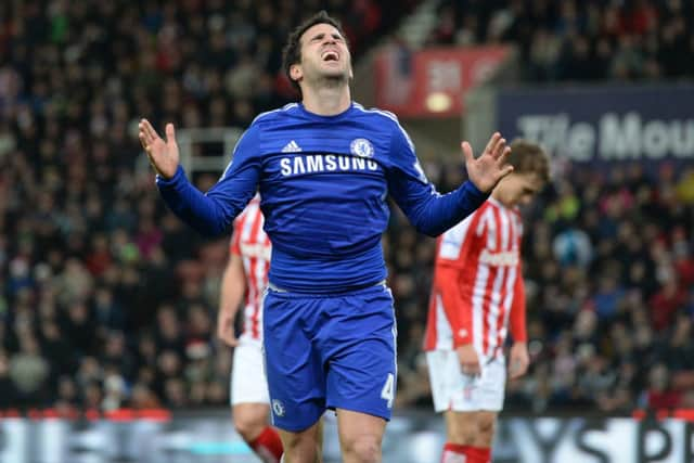 Cesc Fabregas shows his elation after scoring Chelseas second goal in the win at Stoke. Picture: Getty Images