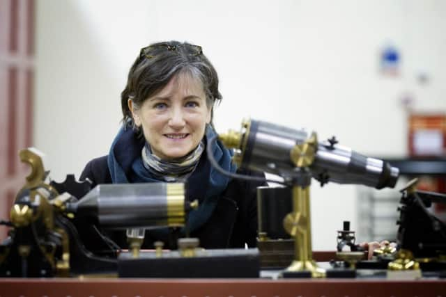 Alison Taubman of the National Museum of Scotland admires the Belinographe. Picture: Jane Barlow