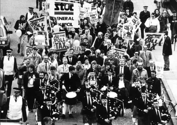 Protesters walk up the Mound in Edinburgh in one of the many rallies staged at the time. Picture: Hamish Campbell