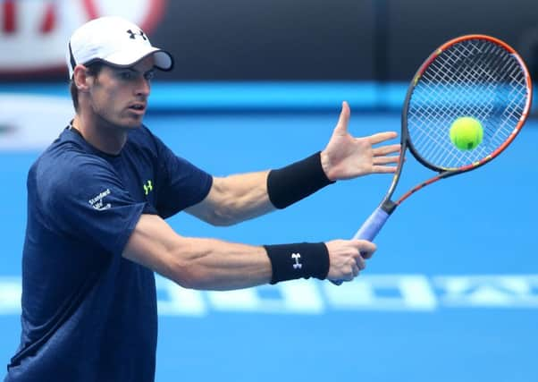 Andy Murray practises ahead of his semifinal. Picture: Wayne Taylor/Getty