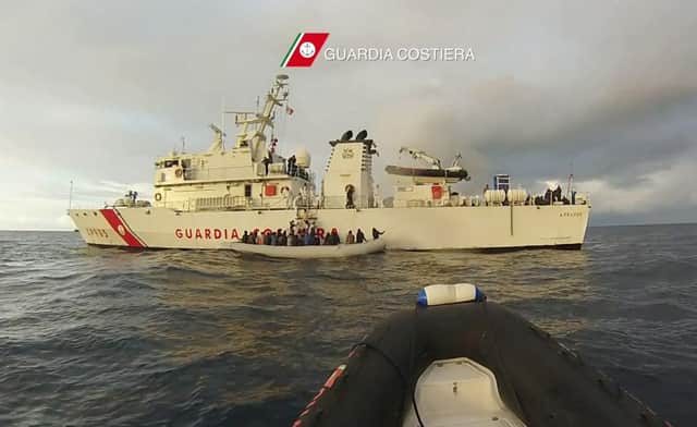 A rescue operation of migrants off the coast of Sicily on February 14, 2015. Picture: Getty