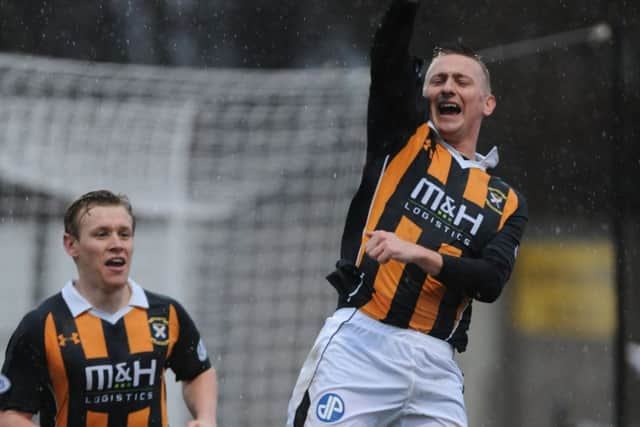 Derek Riordan celebrates scoring East Fife's winner last week. Picture: Contributed